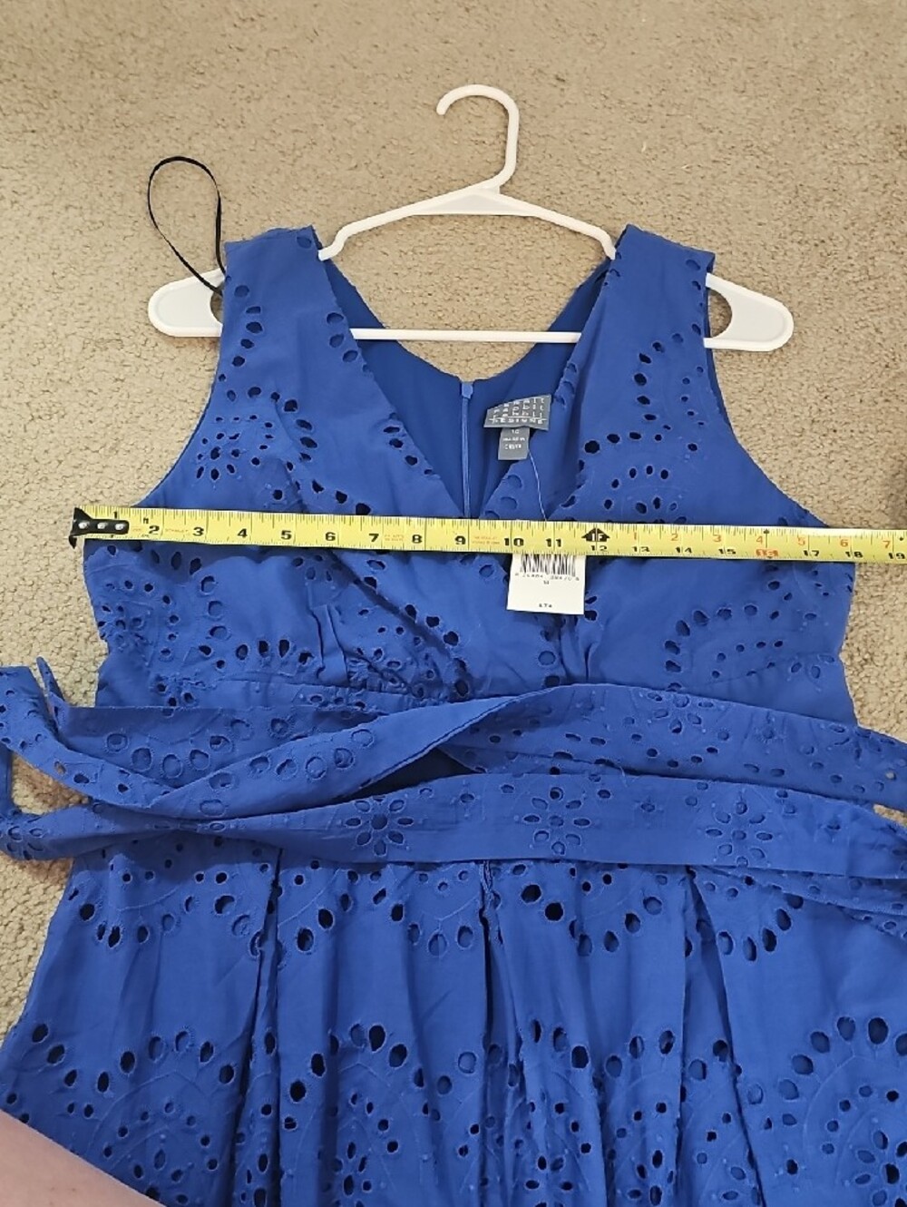Rabbit Rabbit Rabbit Royal Blue Eyelet V-Neck Midi Dress - Picture 4 of 5